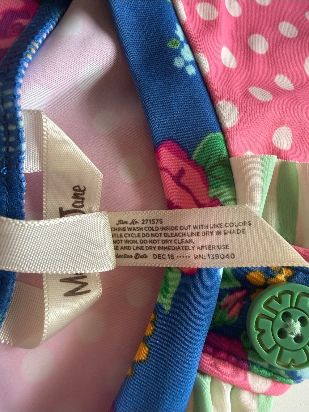 Matilda Jane Blue Floral Rashguard with Pink Polka Dot Yoke Sz 12 EU - Picture 12 of 13